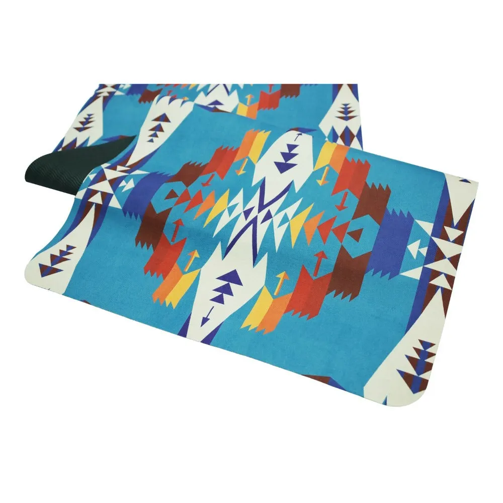 Foldable Suede Yoga Mat Pendleton Tucson Turquoise Travel Mat