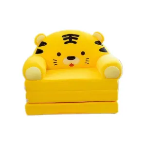 Foldable Toddler Chair Lounger for Girls, Removable and Washable Lazy Sleeping Sofa chair for Kids, Yellow Cat