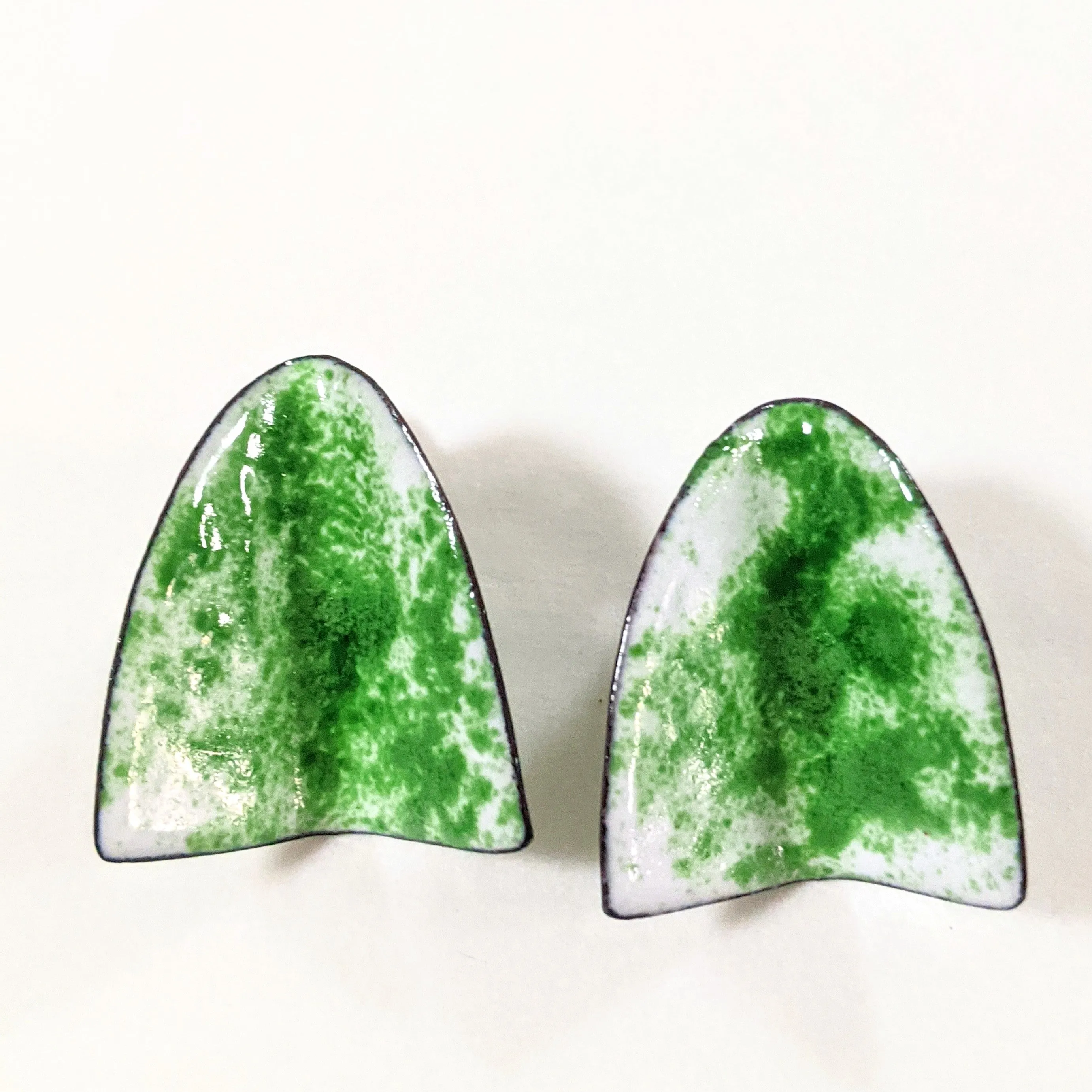 Folded Green Speckled Earrings