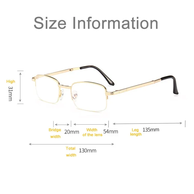 Folding Anti Blue-ray Presbyopic Reading Glasses with Case & Cleaning Cloth,  1.50D(Gold)