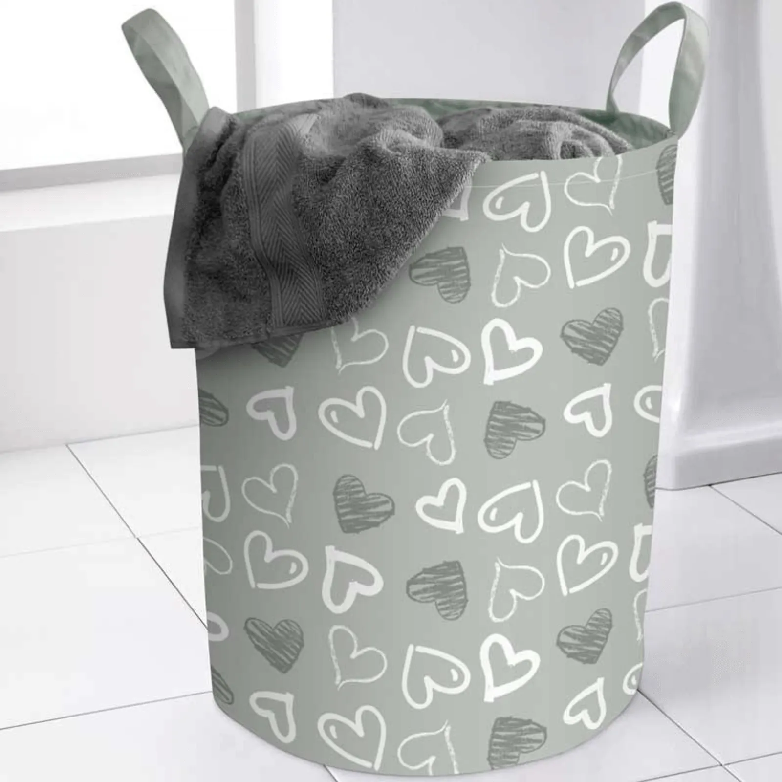 Folding Laundry Bag Carry Handles Printed Design 40x50cm