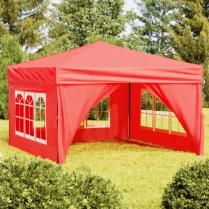 Folding Party Tent with Sidewalls Red 3x3 m