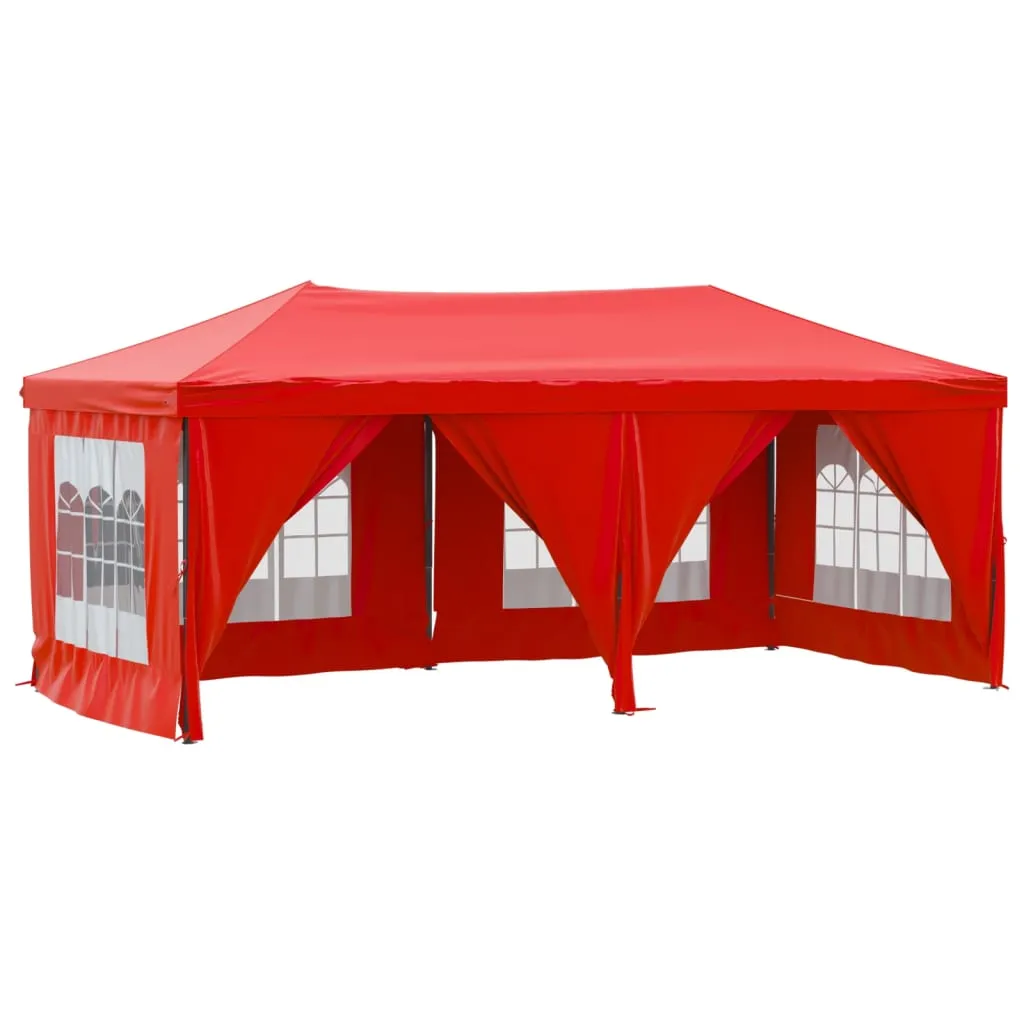 Folding Party Tent with Sidewalls Red 3x6 m