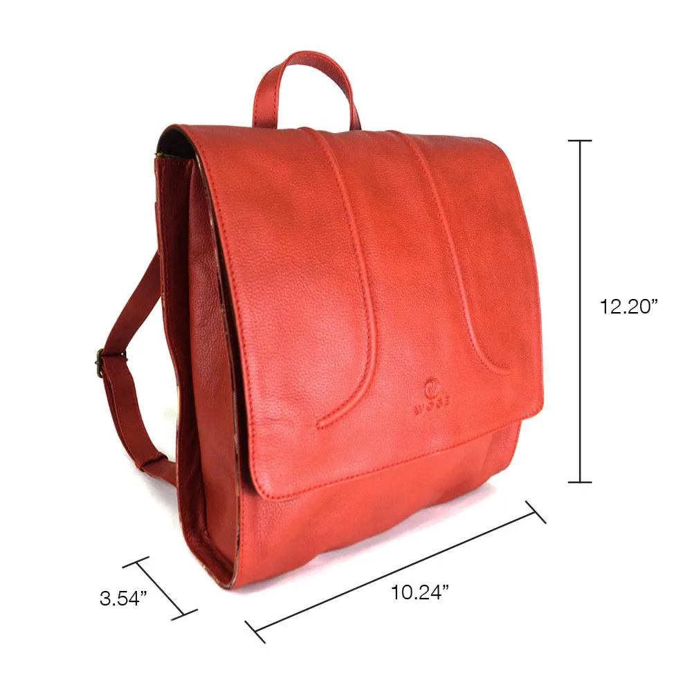 Foldover Backpack in Rustic Red Leather- Not Concealed - FINAL SALE NO EXCHANGE