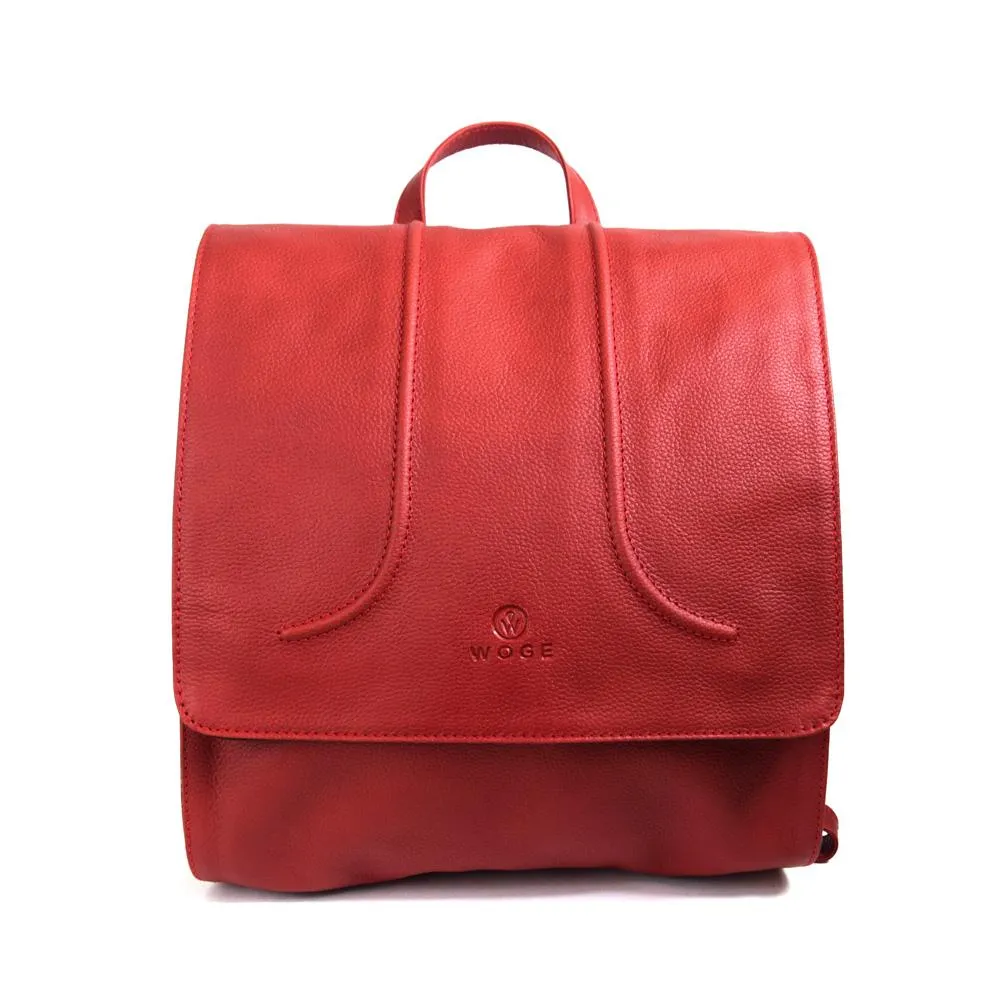 Foldover Backpack in Rustic Red Leather- Not Concealed - FINAL SALE NO EXCHANGE