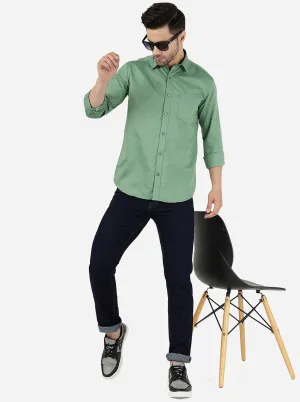 Foliage Green Solid Smart Fit Semi Casual Shirt | Greenfibre