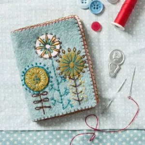 Folk Floral Embroidered Felt Needle Book - Corinne Lapierre Embroidery Kit