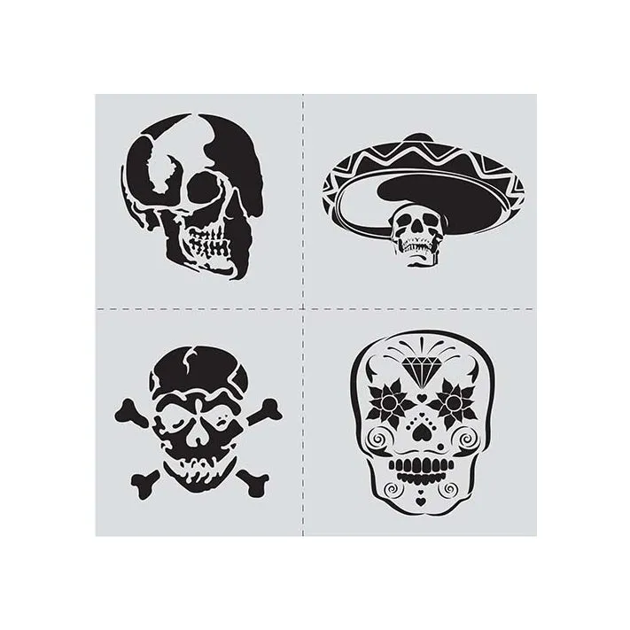 Folkart Ed Roth Stencil Skull Set 12 X 12