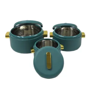 Food Warmer Hotpot Set Green & Golden (Set of 3)