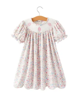 Football Smocking Embroidered Girls Dress