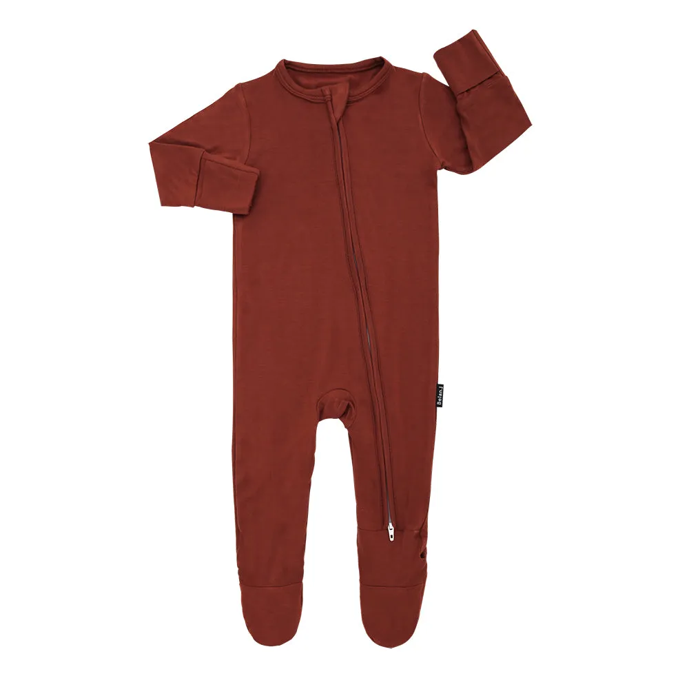 Footed Zipper Sleeper - Rust