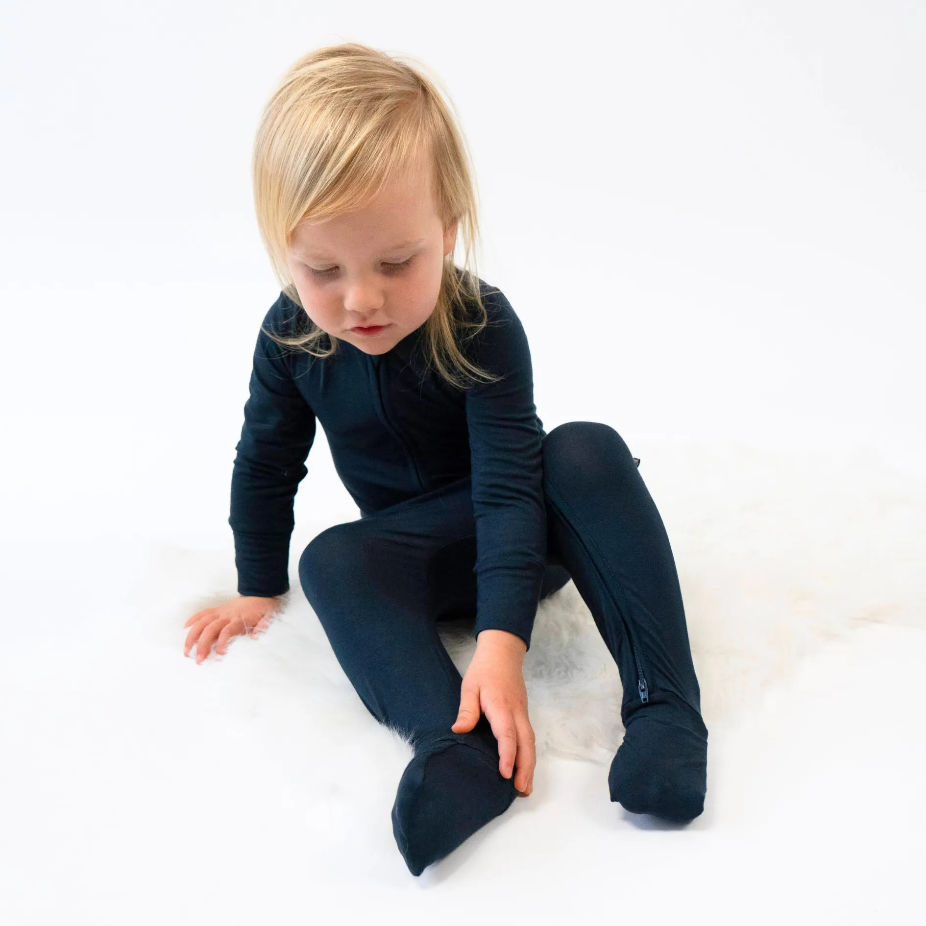 Footless Sleeper with Fold-over Cuffs - Midnight