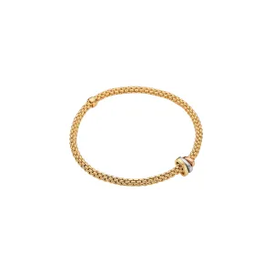 Fope 18K Yellow Gold Prima Collection Flex It Bracelet with Tri Gold Roundel, Small Size