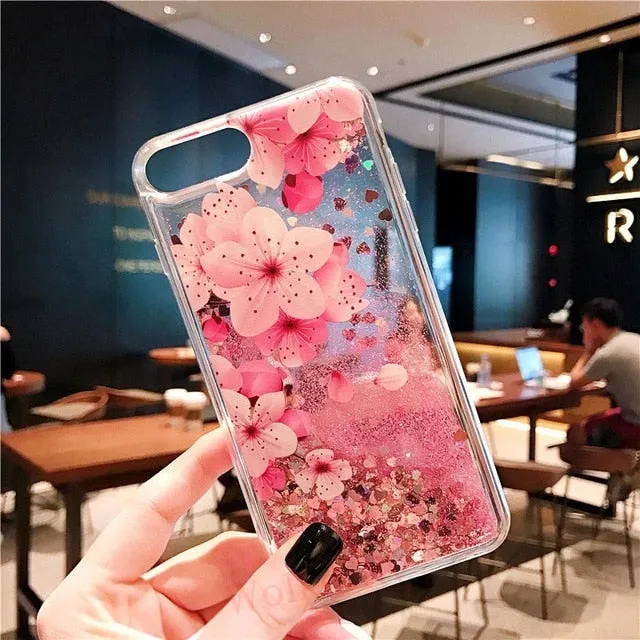 For Xiaomi Mi 8 Lite Case Quicksand Cover On Redmi Note 7 5 6 Pro 4X 5 Plus Mi A1 A2 5X Max 3 Pocophone F1 Liquid Glitter Case