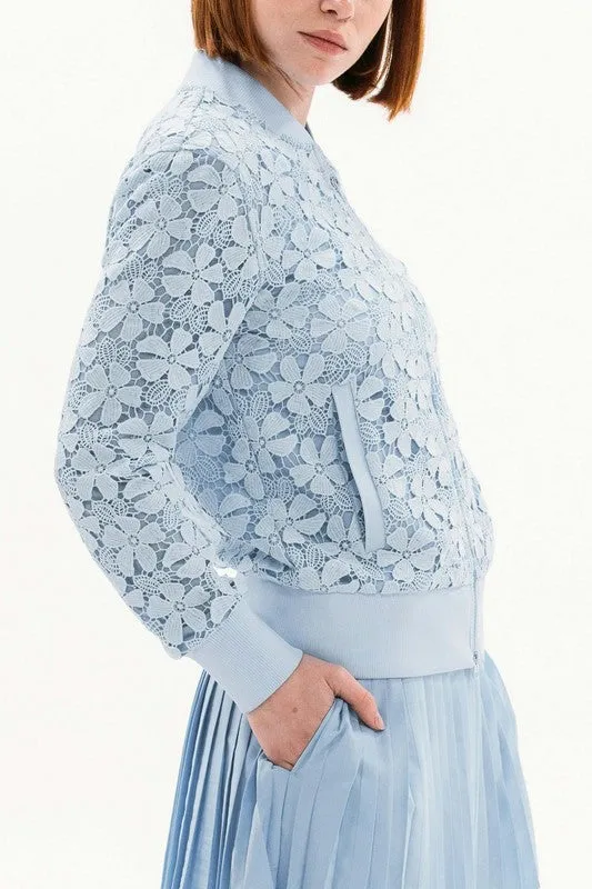 Foray Golf Lace Bomber Jacket - Light Blue