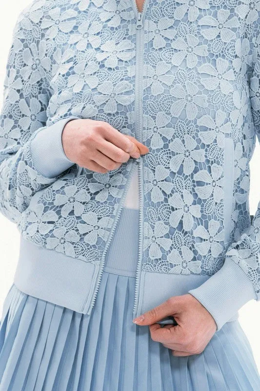 Foray Golf Lace Bomber Jacket - Light Blue