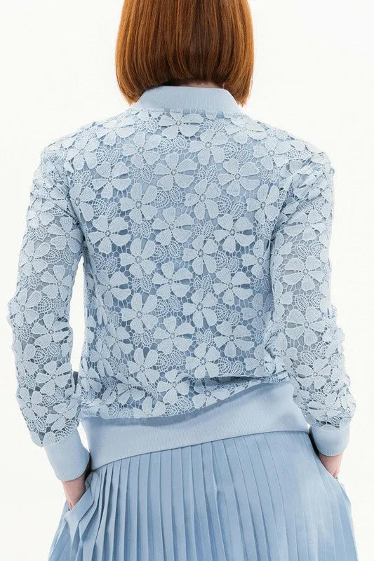 Foray Golf Lace Bomber Jacket - Light Blue