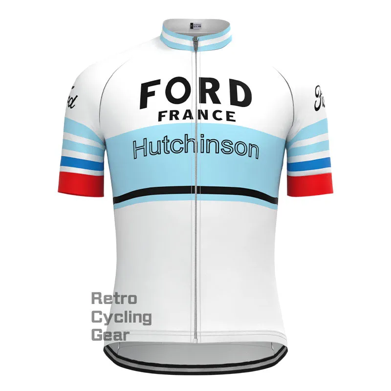 FORD White Blue Retro Long Sleeve Cycling Kit