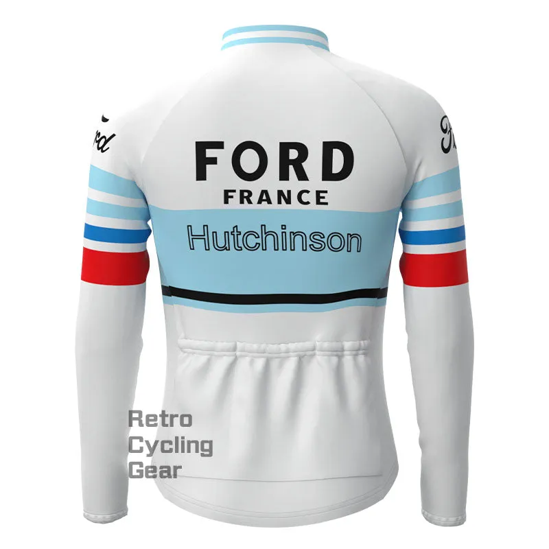 FORD White Blue Retro Long Sleeve Cycling Kit