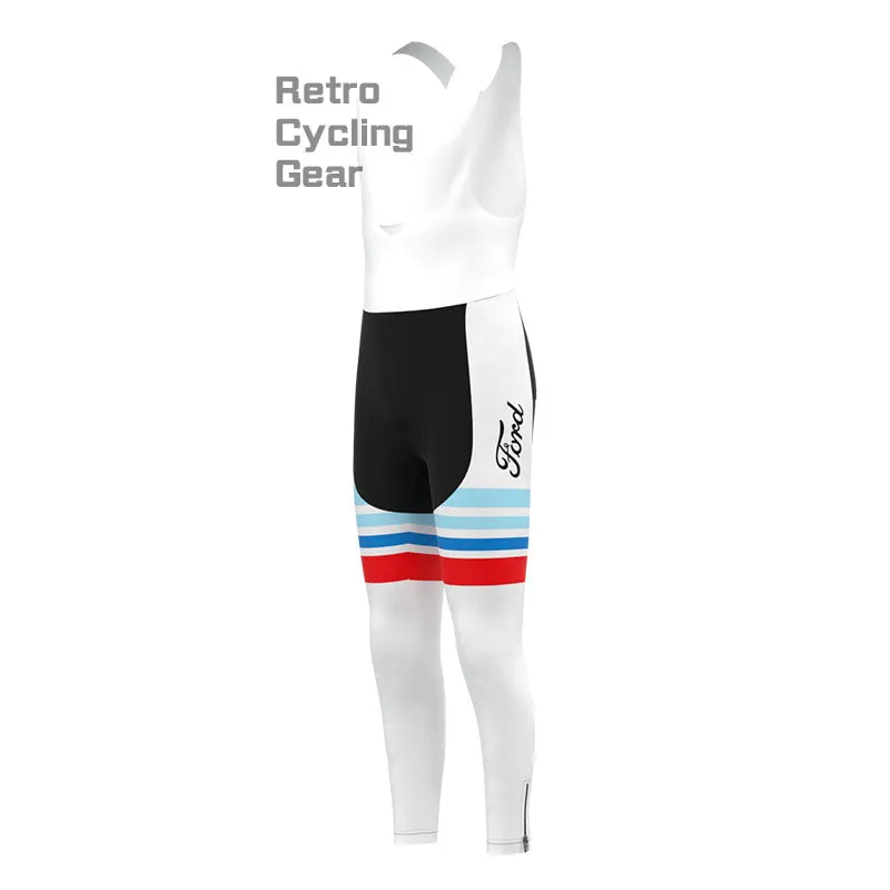 FORD White Blue Retro Long Sleeve Cycling Kit