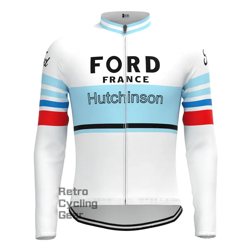 FORD White Blue Retro Long Sleeve Cycling Kit