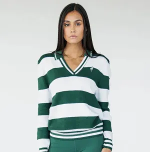 Fore All Iris Sweater - Green & White Stripes