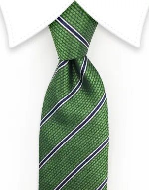 Forest Green and Navy Blue Striped Tie