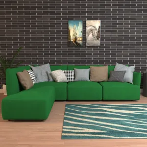 Forest Green Pastel Coloured with Premium Comfort L Shaped 4 Seater Sofa Set for Home