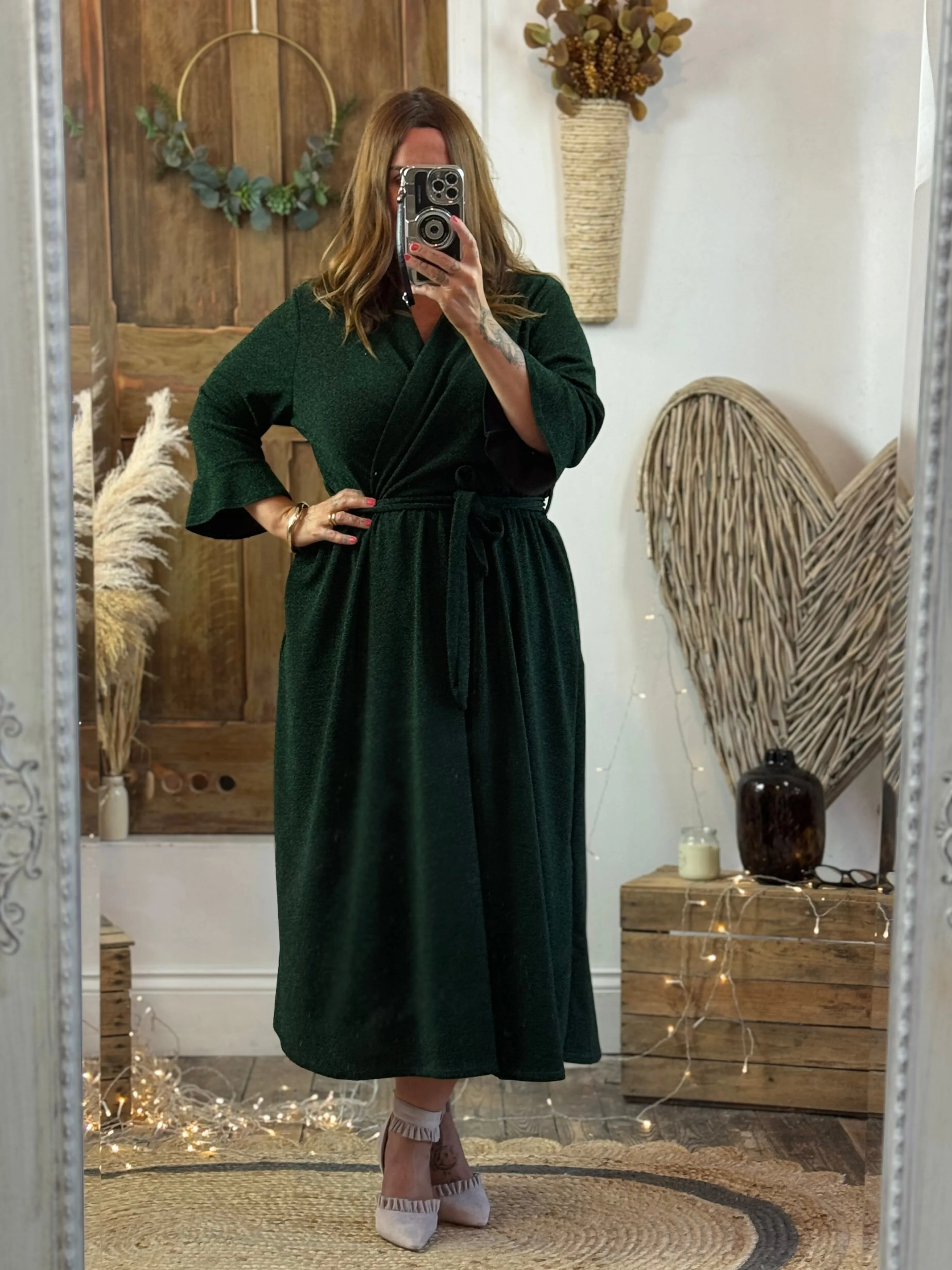 Forest Green Sparkly Roxy Midaxi Dress