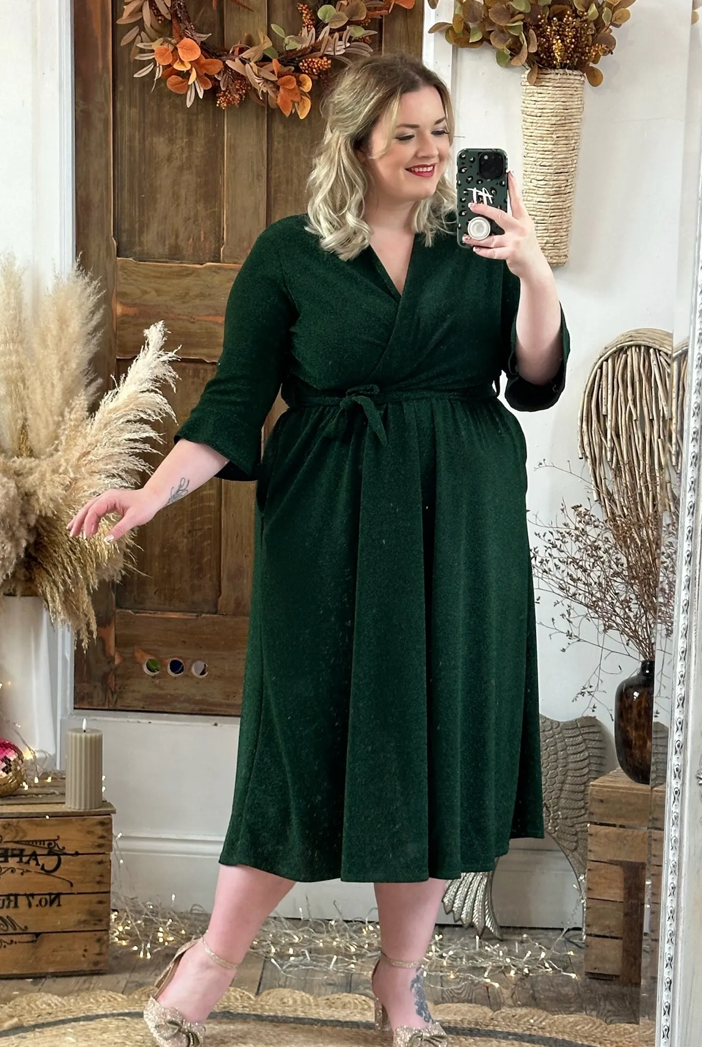 Forest Green Sparkly Roxy Midaxi Dress