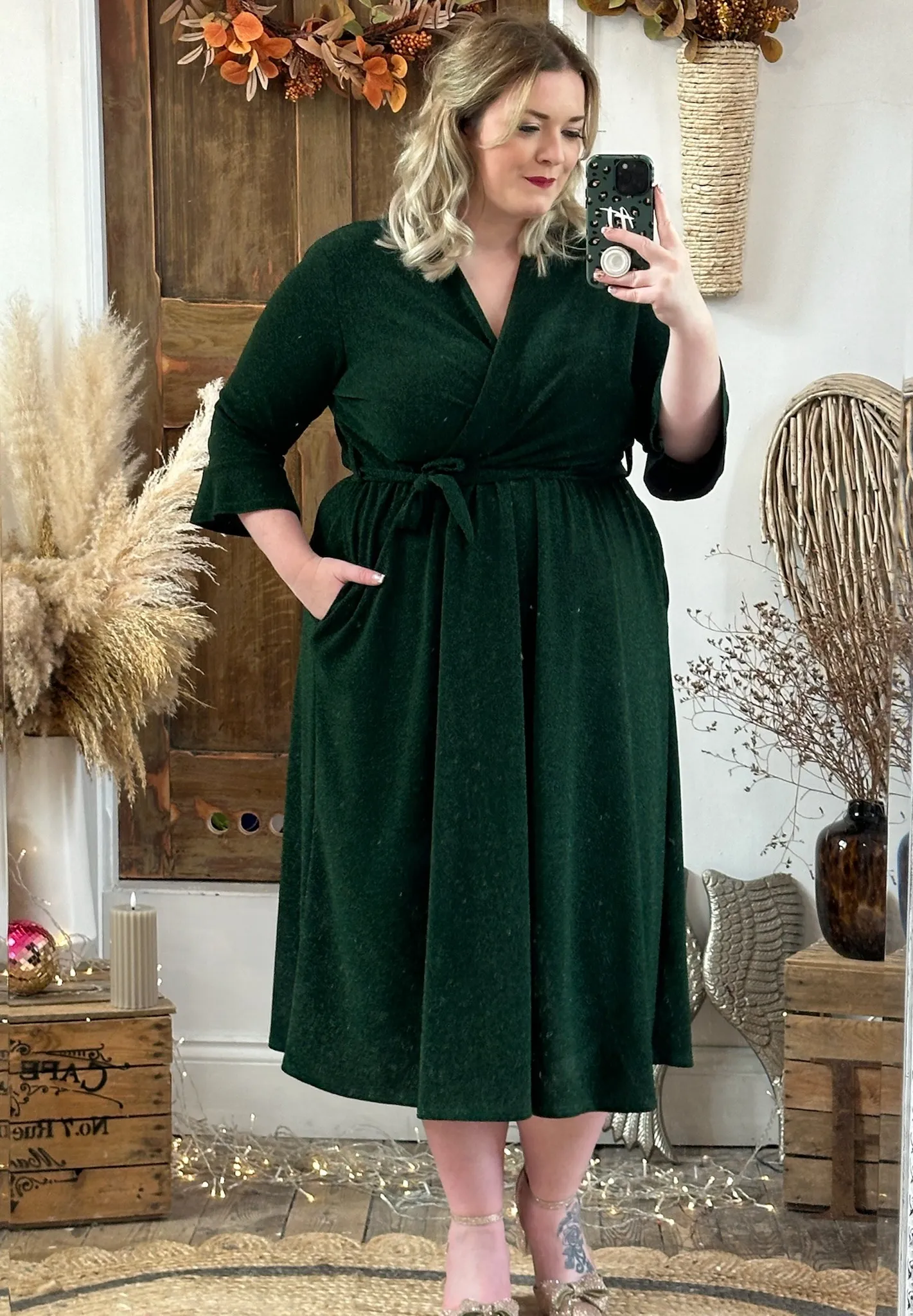 Forest Green Sparkly Roxy Midaxi Dress