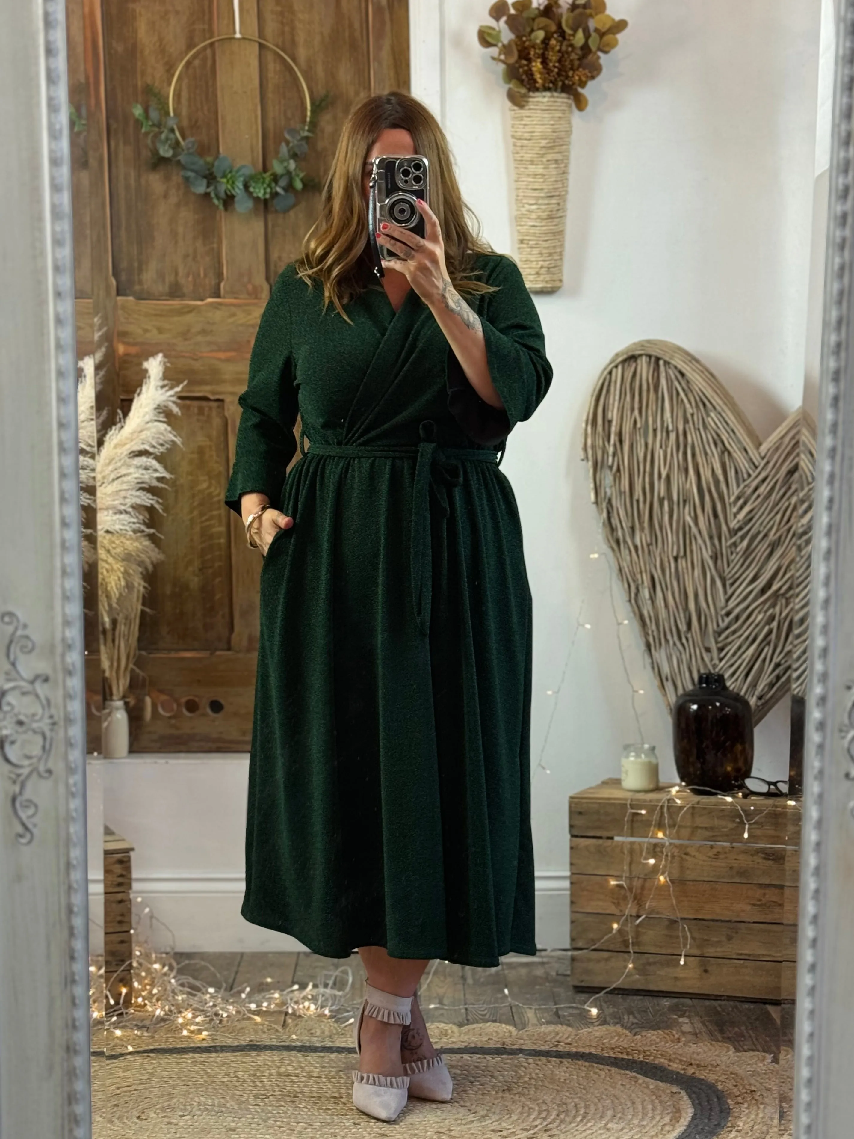 Forest Green Sparkly Roxy Midaxi Dress