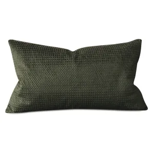 Forest Green Woven Textured Lumbar Pillow Cover 15x26