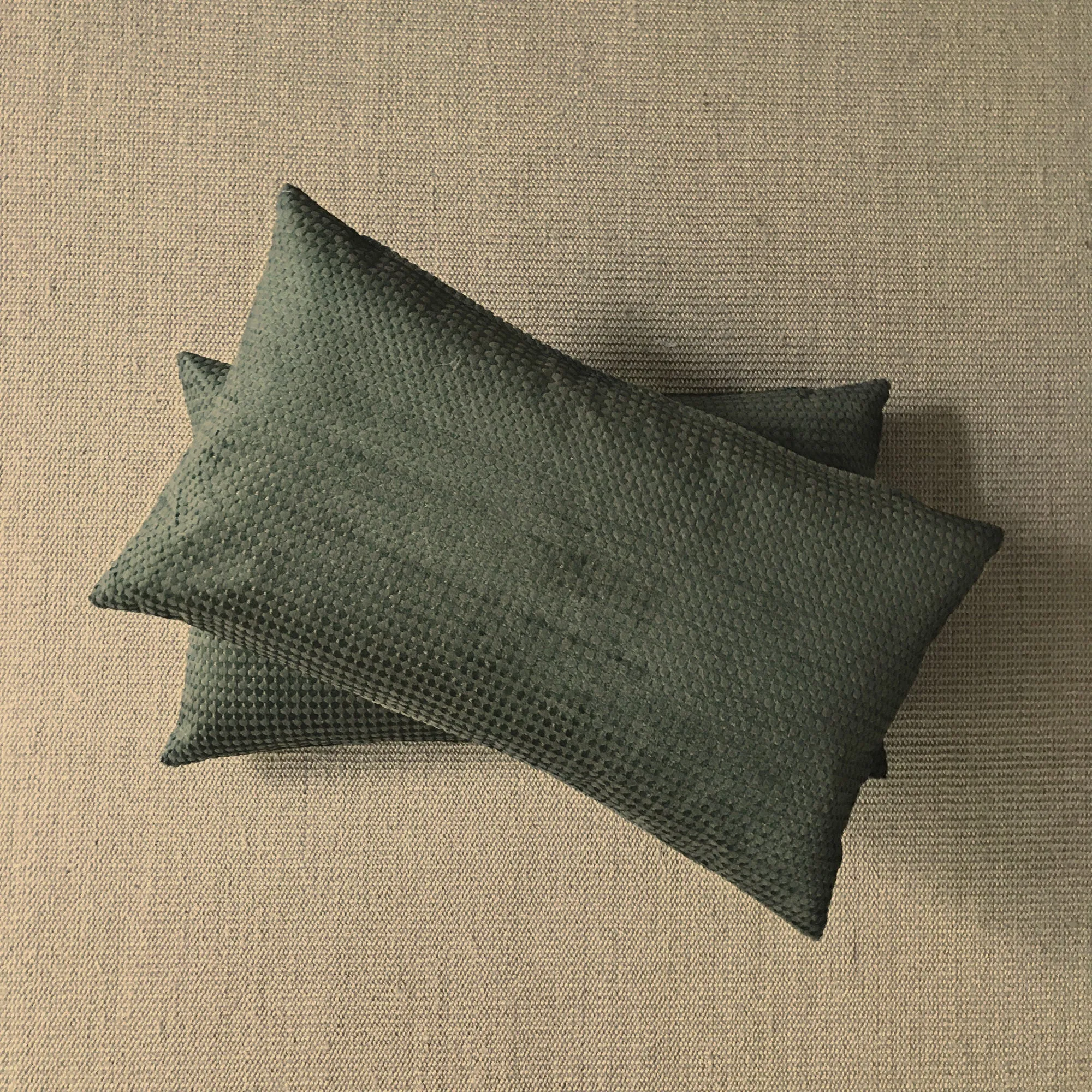 Forest Green Woven Textured Lumbar Pillow Cover 15x26