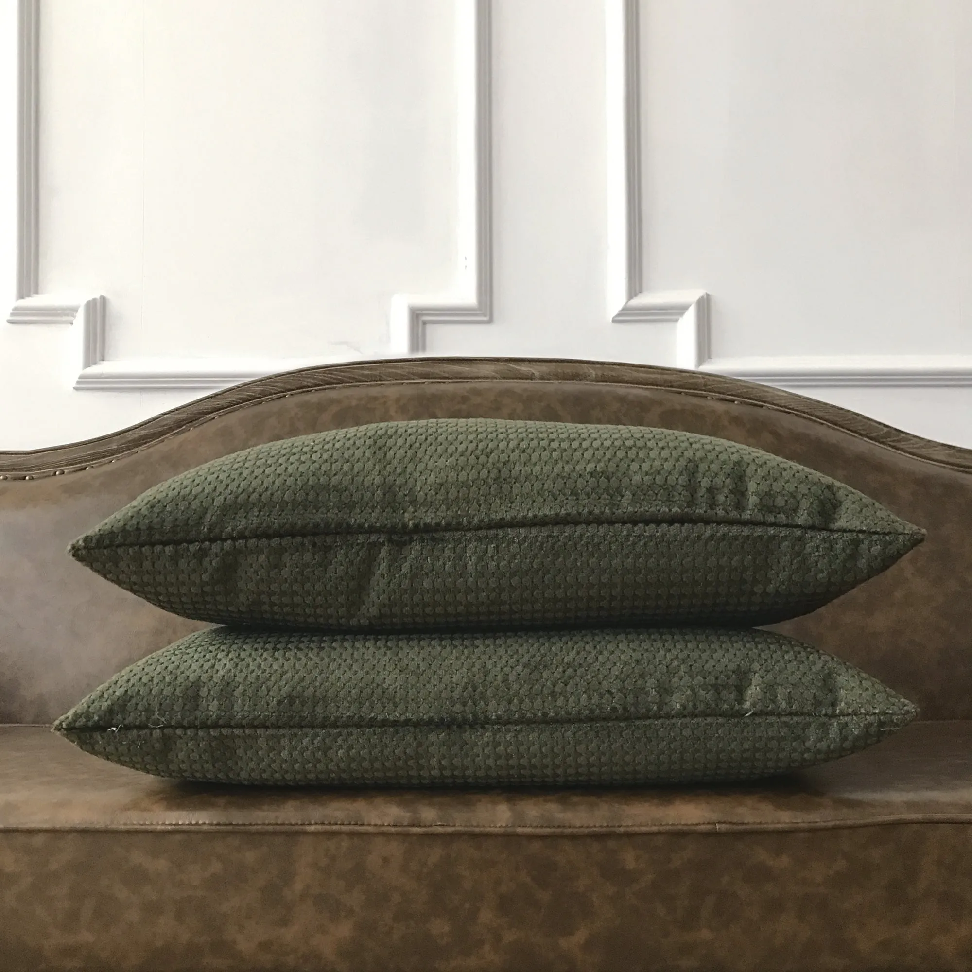 Forest Green Woven Textured Lumbar Pillow Cover 15x26