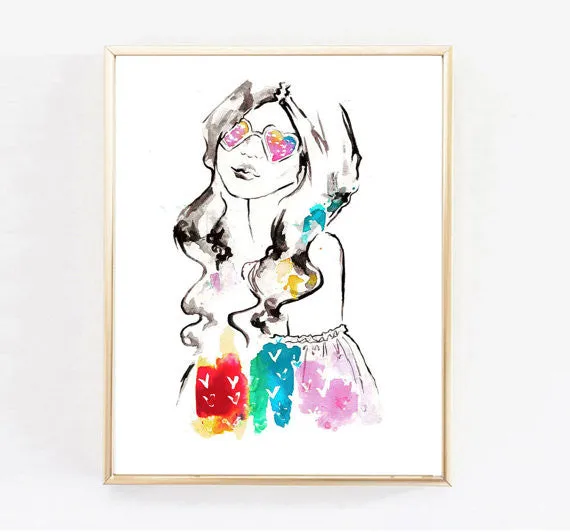 Forever Summer Watercolor Fashion Illustration Print