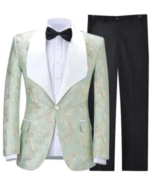 Formal 2 Pieces Mens Suit Patterned Shawl Lapel Tuxedos (Blazer Pants)