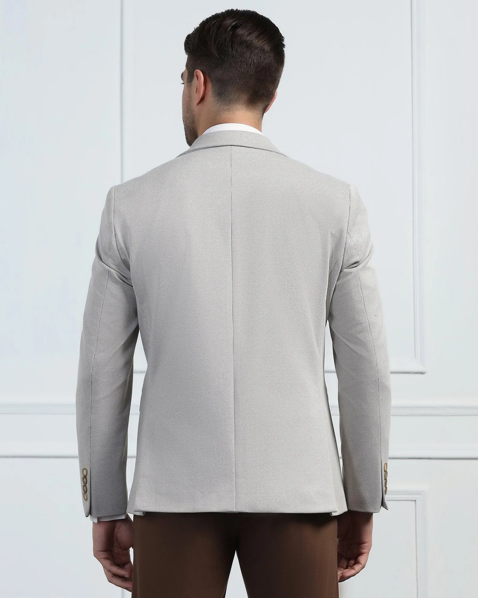 Formal Beige Textured Blazer - Venue