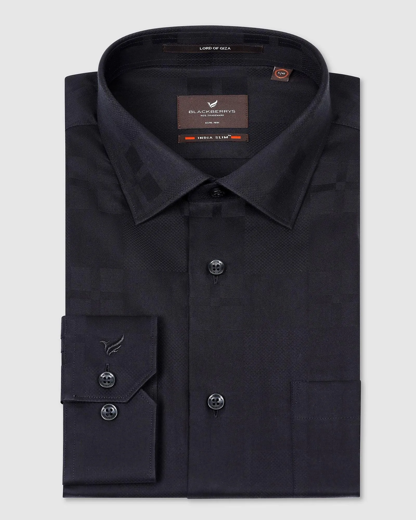 Formal Black Printed Shirt - Cyan