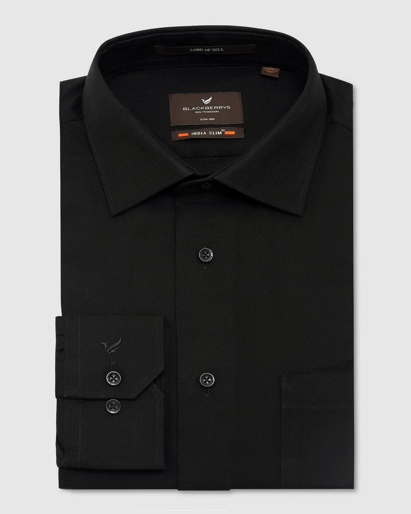 Formal Black Textured Shirt - Kush