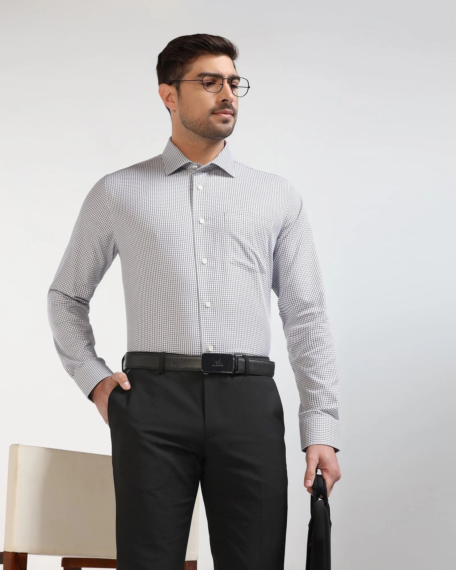 Formal Grey Check Shirt - Gin