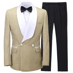 Formal Men's Suit Double Breasted Peak lapel 2 Piece Business Tuxedos (Blazer Pants)