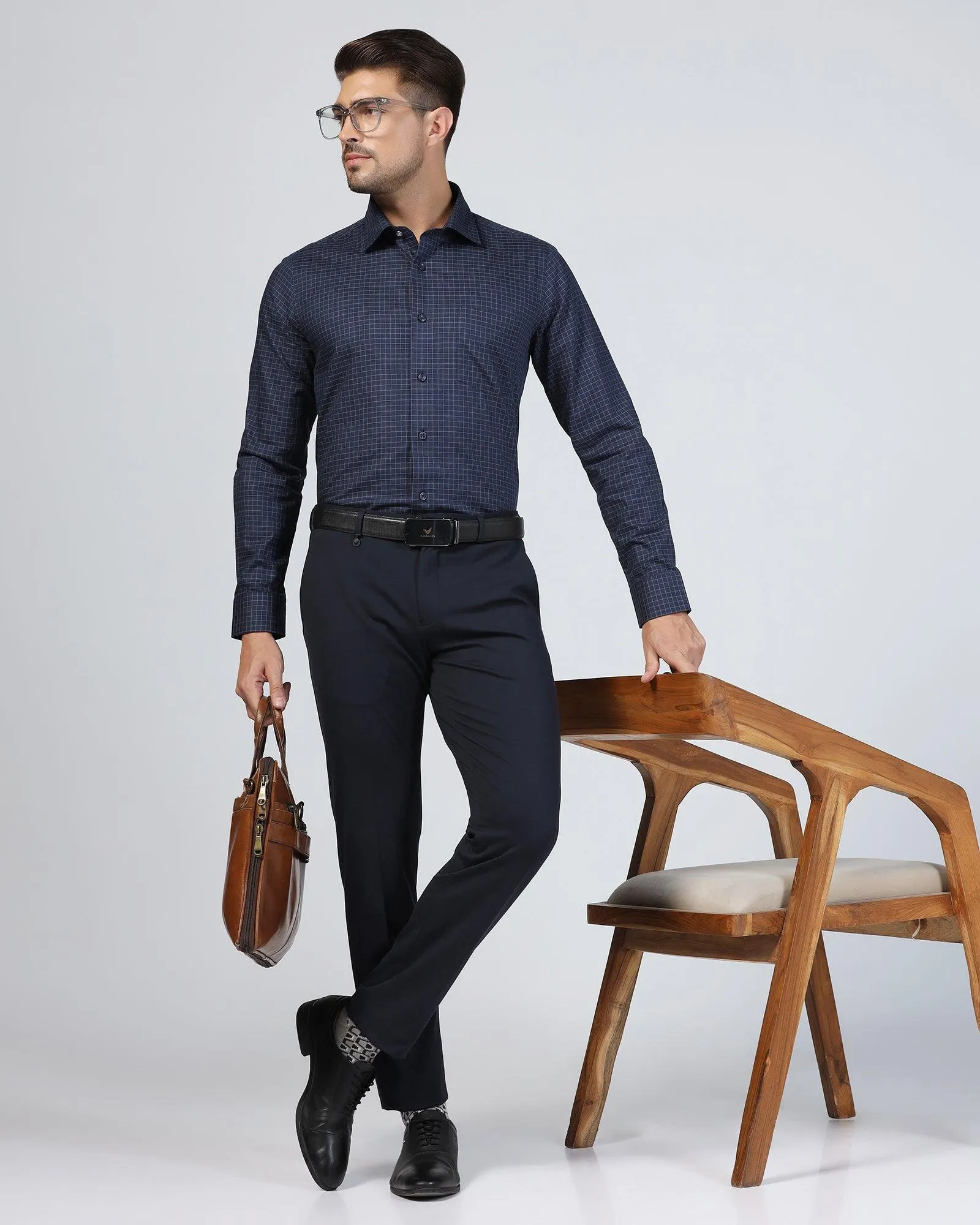 Formal Navy Check Shirt - Watson