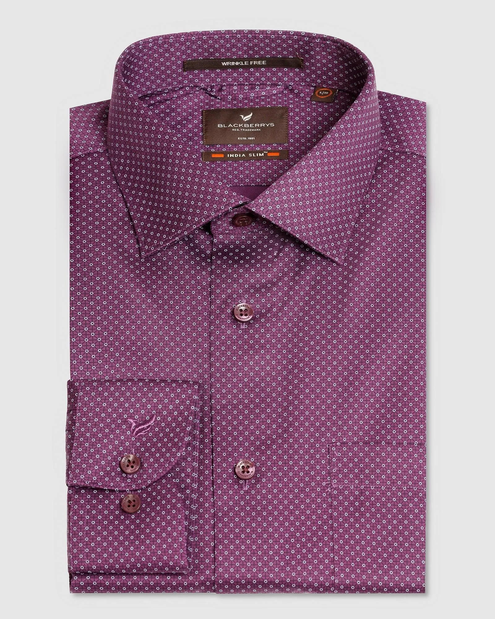 Formal Plum Printed Shirt - Brion