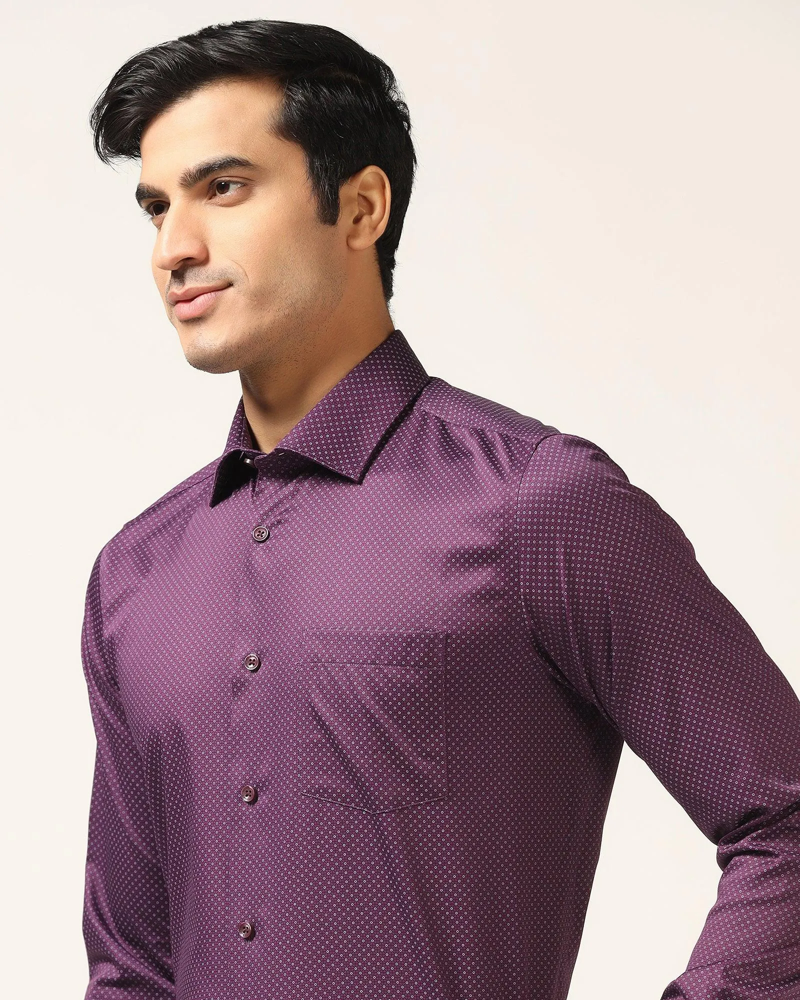 Formal Plum Printed Shirt - Brion