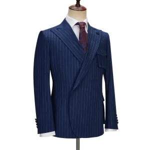 Formal Striped 3 Pieces Mens Peak Lapel Suit Tuxedos (Blazer Pants)