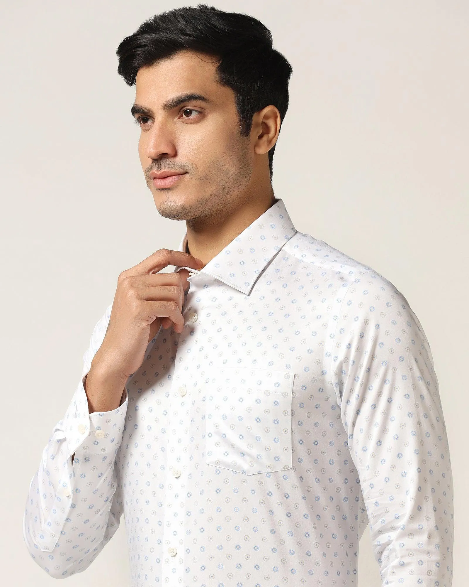 Formal White Printed Shirt - Ramco