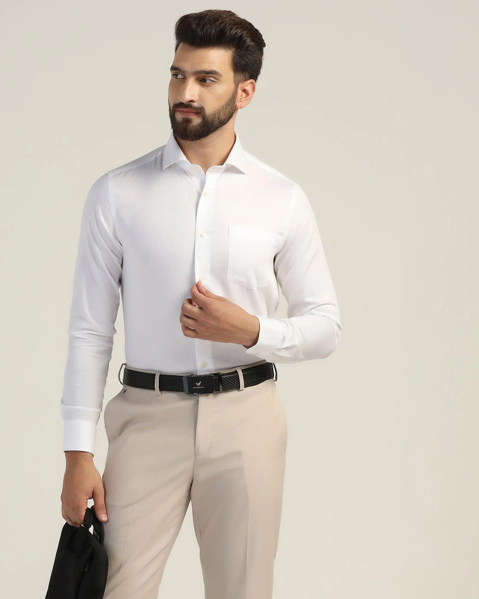 Formal White Textured Shirt - Hemp