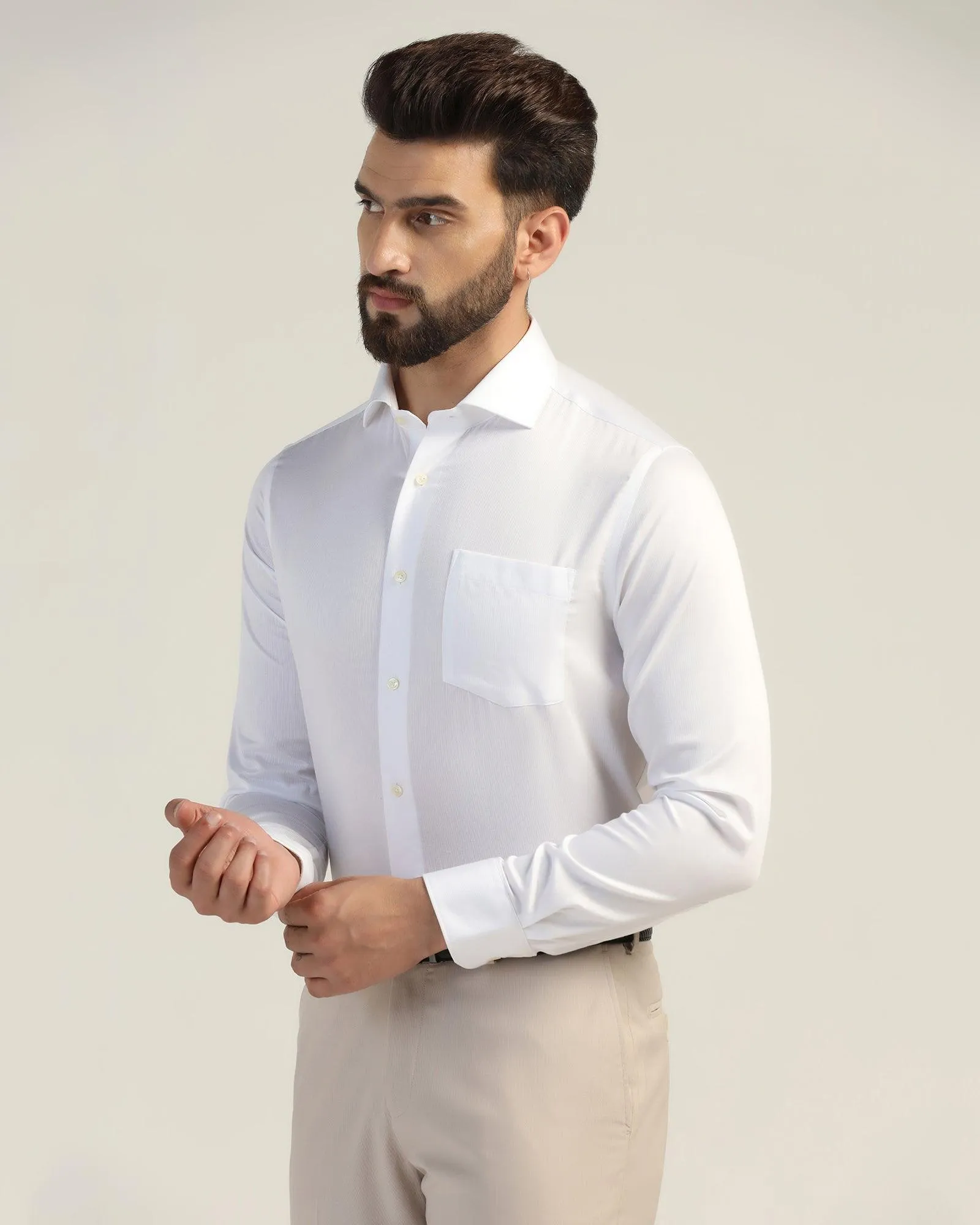 Formal White Textured Shirt - Hemp