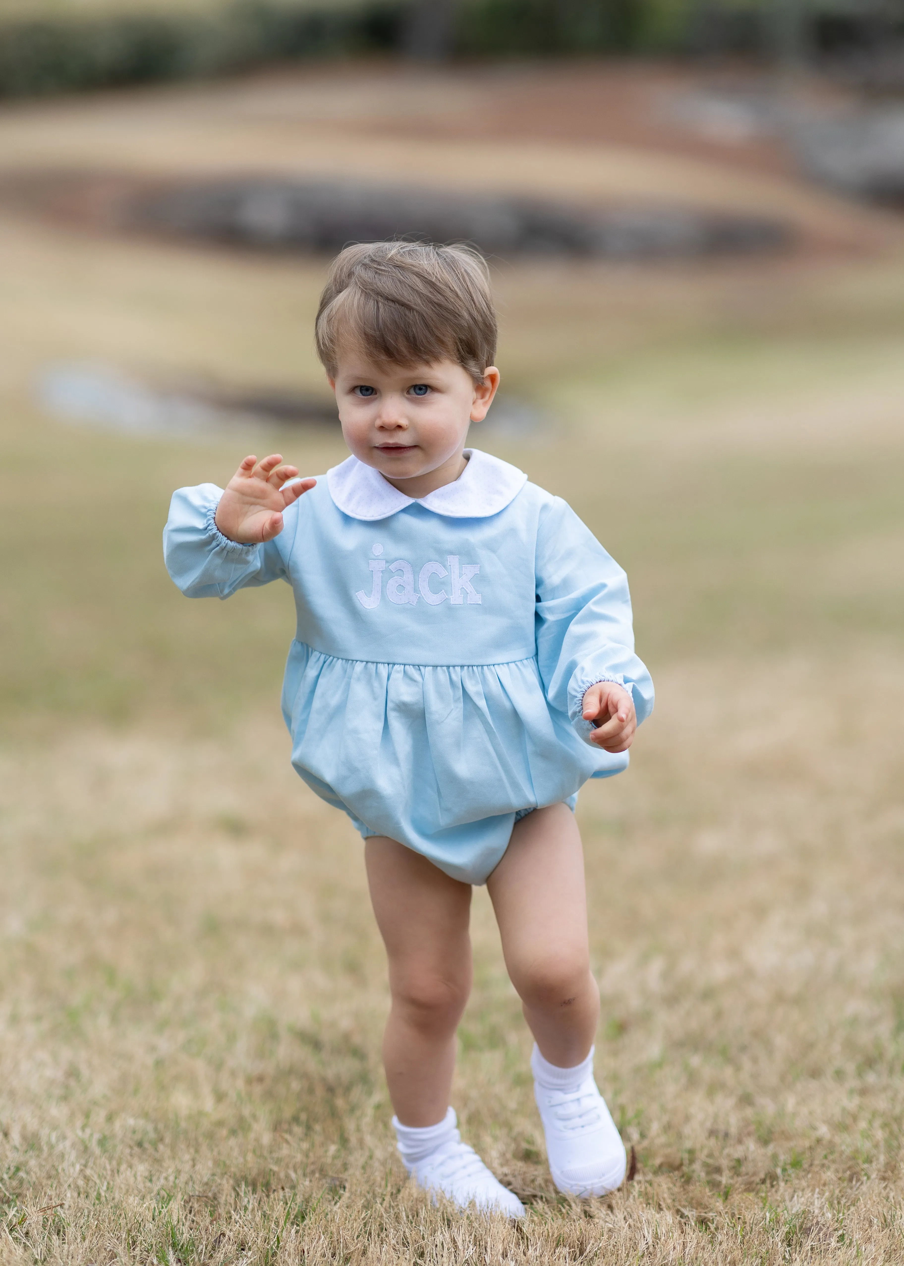 Forrest Bubble Long Sleeve w/ Elastic in Light Blue Pique